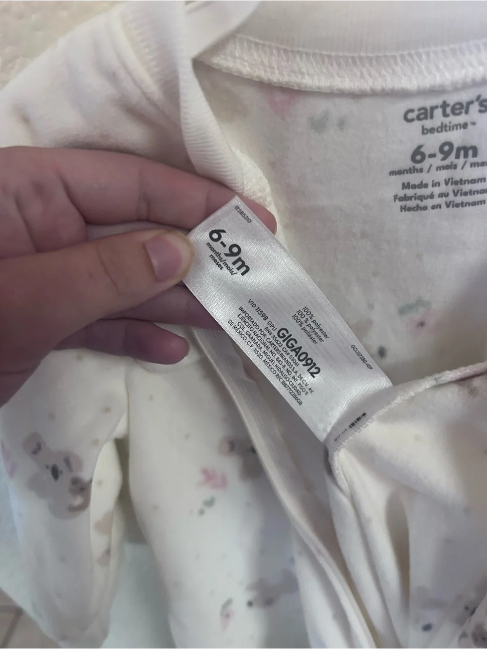 Carter's White Baby Sleep Sack Pajamas with Soft Koala Print